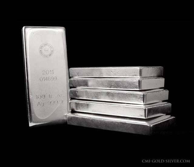 100 oz. Silver Bars, RCM