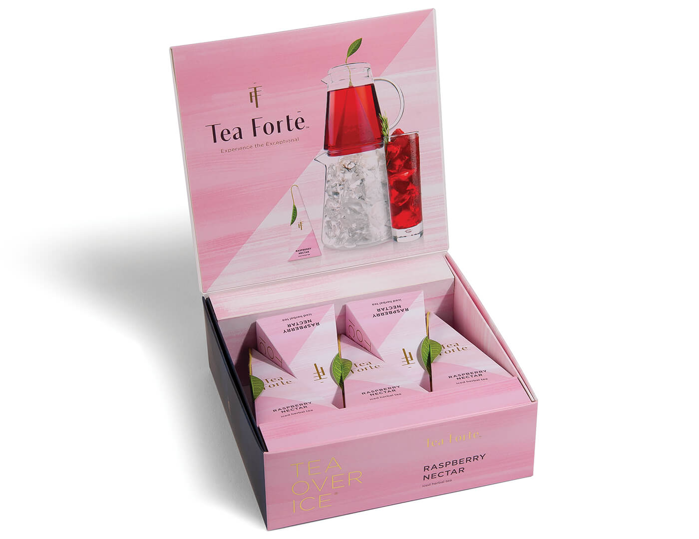 Open box of Raspberry Nectar Tea Over Ice 5pk.